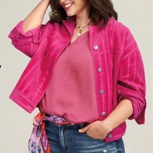 Cabi Cheeky Topper corduroy hot pink jacket  small